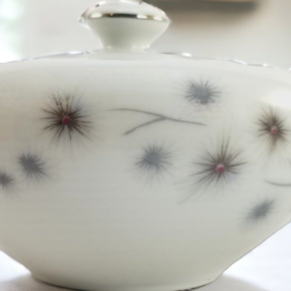 Creative Platinum Starburst Sugar Bowl M.C.M Vintage Tableware Made In Japan - Picture 11 of 11